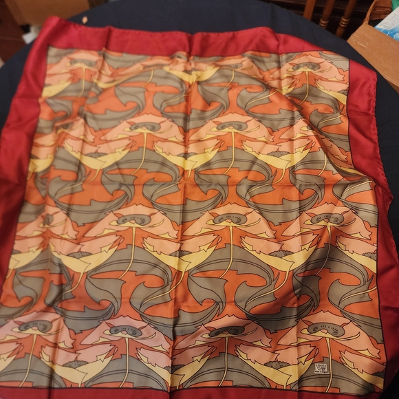 Liberty of London Red and Orange Silk Scarf - Picture 3 of 4